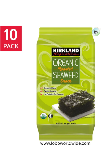 Kirkland Signature Organic Roasted Seaweed, 0.6 oz, 10-count
