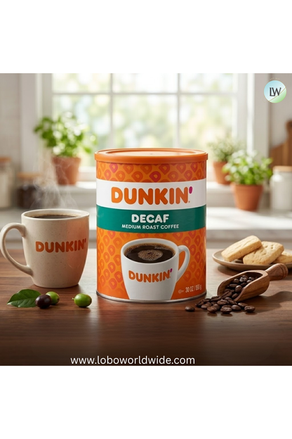 Dunkin’ Decaf Medium Roast Ground Coffee, 30 oz Canister