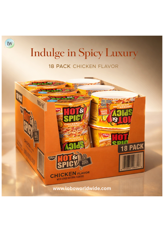 Nissin, Hot & Spicy Noodle Bowl, Chicken, 3.32 oz, 18-Count