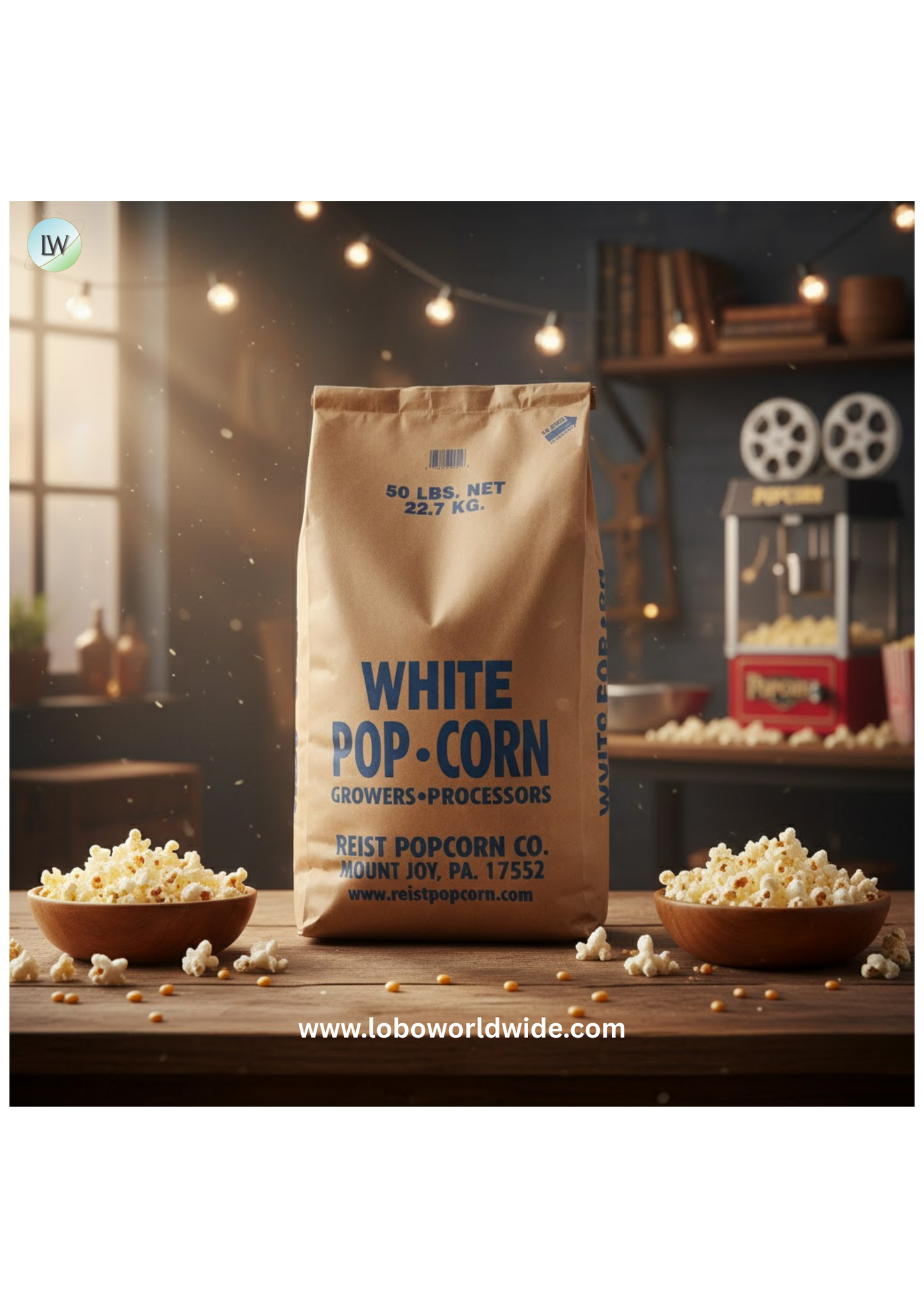 Reist Popcorn 50 lb. White Large Butterfly Popcorn Kernels