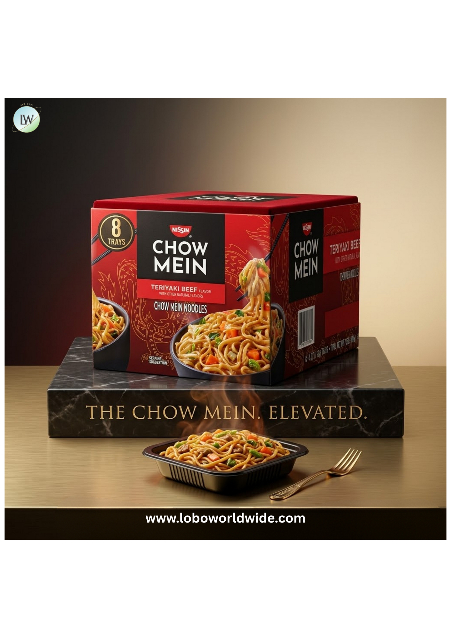 Nissan Chow Mein Noodle Trays, Teriyaki Beef, 4 oz, 8-count
