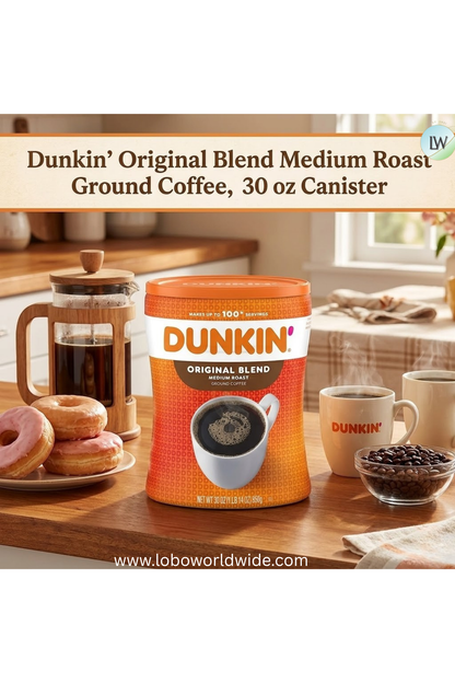 Dunkin’ Decaf Medium Roast Ground Coffee, 30 oz Canister