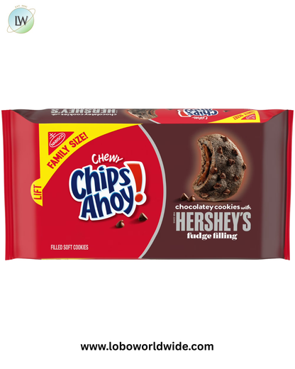 CHIPS AHOY! Chewy Chocolatey Hershey's Fudge Filled Soft Chocolate Chip Cookies, Family Size, 14.85 oz