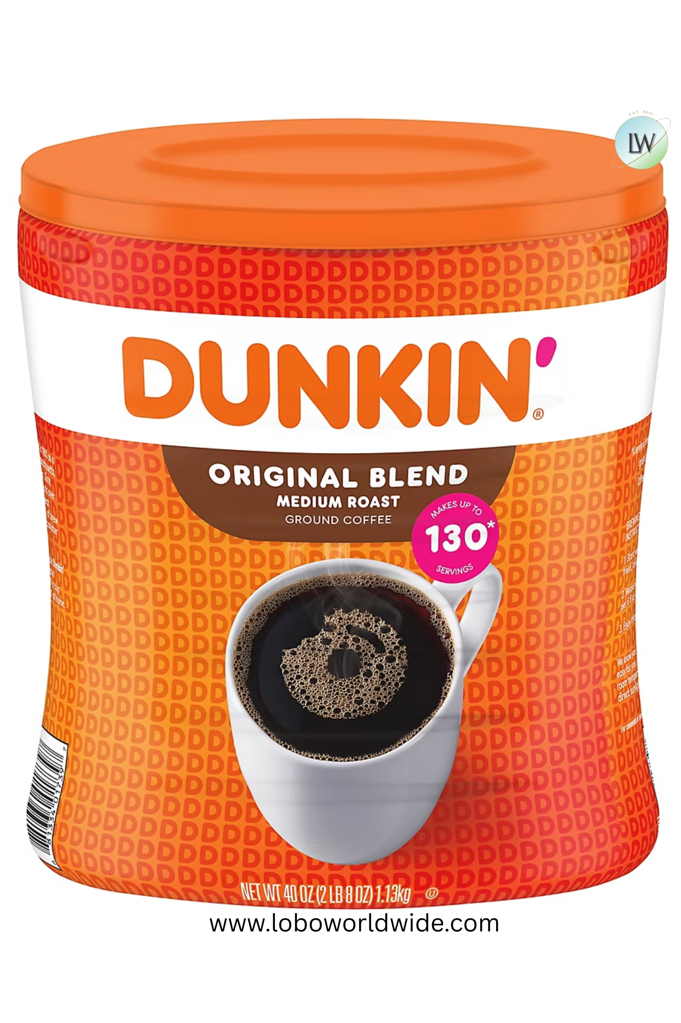 Dunkin' Original Blend Ground Coffee, Medium Roast, Canister, 40 oz.