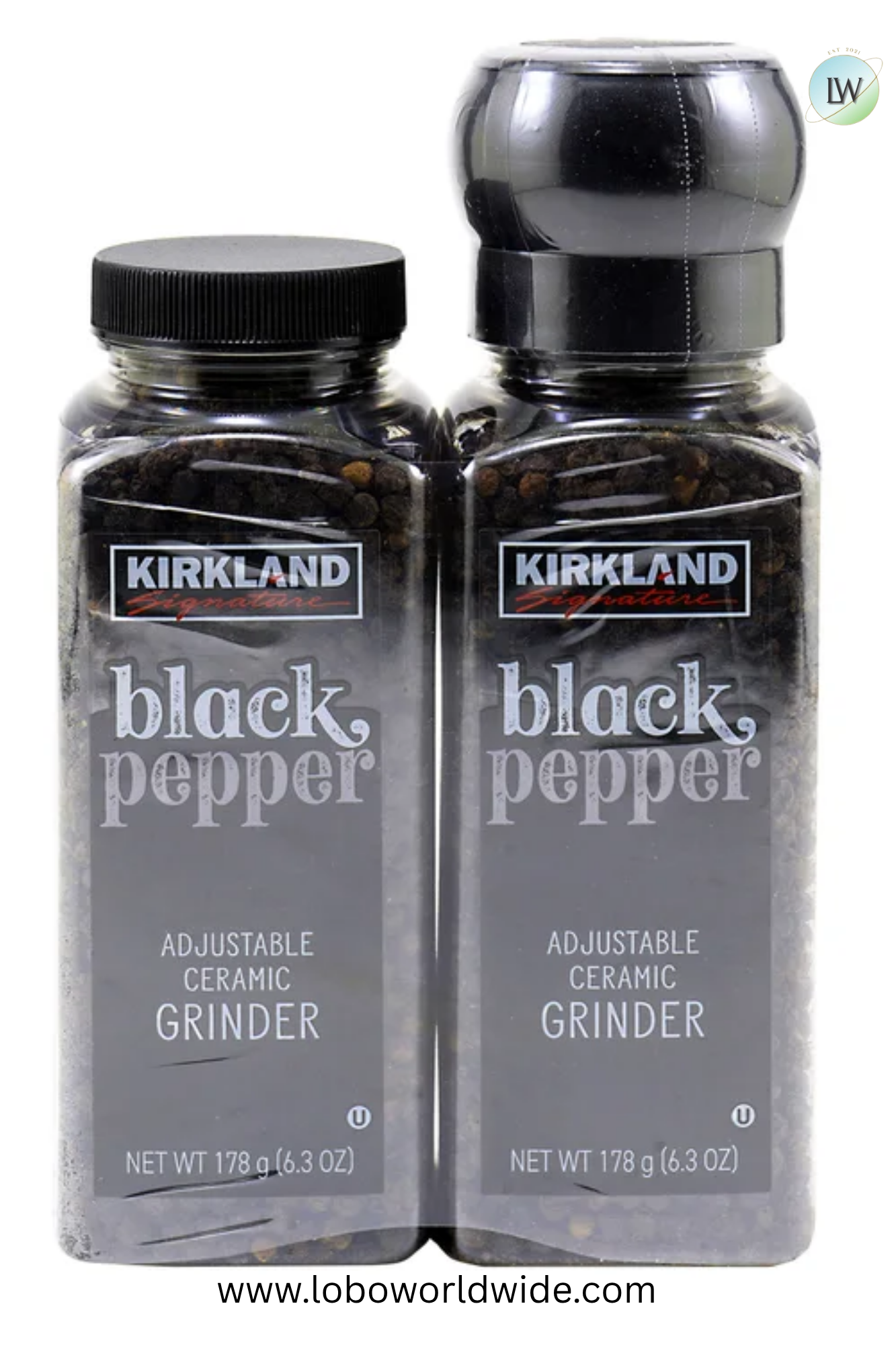 Kirkland Signature, Black Pepper with Grinder, 6.3 oz, 2-Count