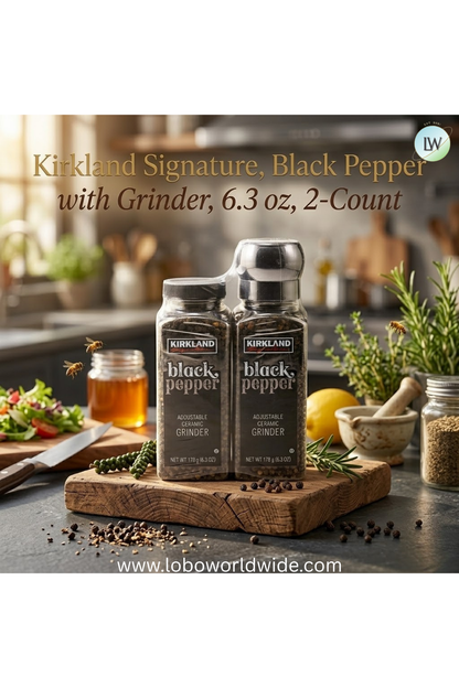 Kirkland Signature, Black Pepper with Grinder, 6.3 oz, 2-Count