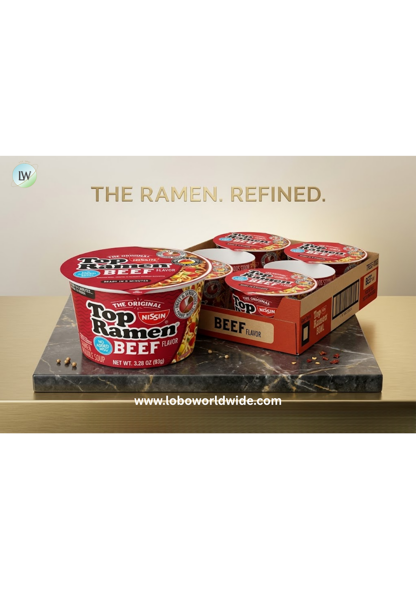 Nissin Top Ramen Bowl Ramen Noodle Soup, Beef, 3.28 Ounce (Pack of 6)
