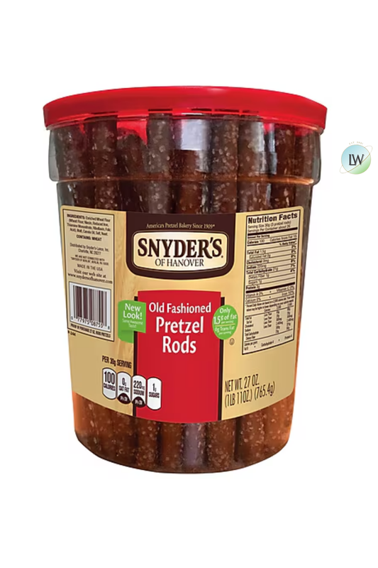Snyder's of Hanover, Old Fashioned Pretzel Rods, 27 oz Canister