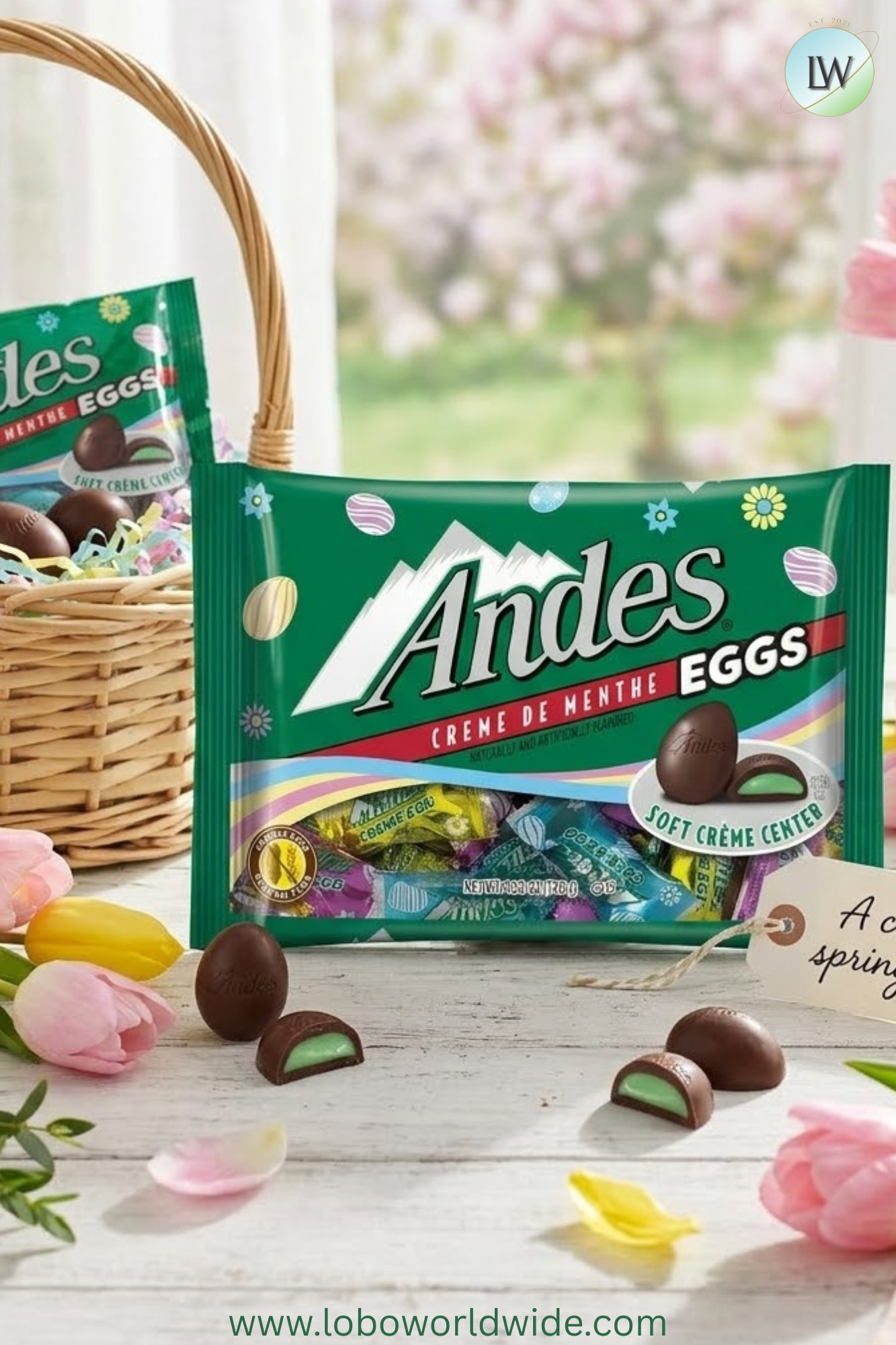 Andes, Crème de Menthe Easter Eggs, 4.52 oz. Peanut Free, Gluten Free. Contains Milk.