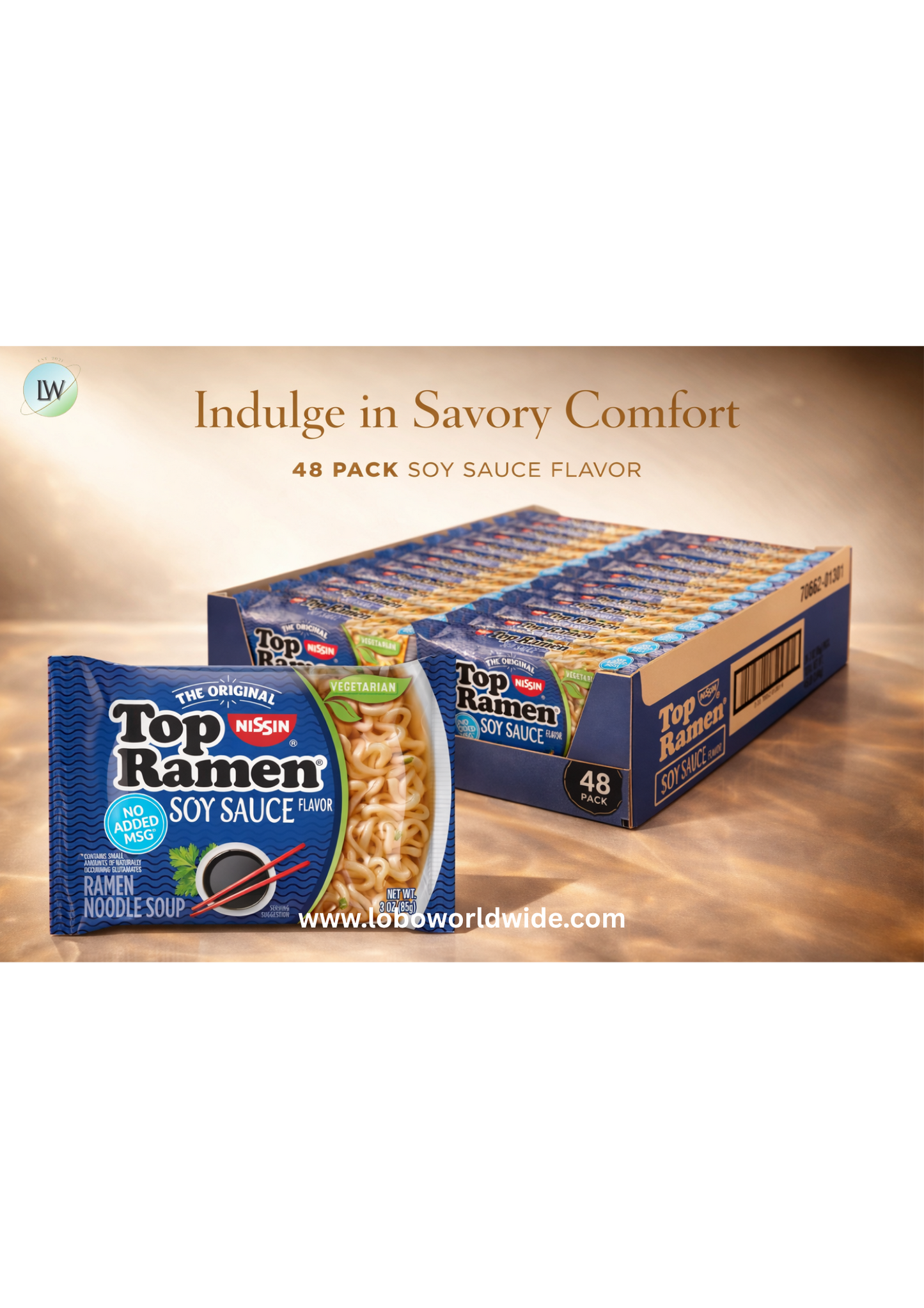 Nissin Top Ramen Noodle Soup, 3 Ounce (Pack of 48)