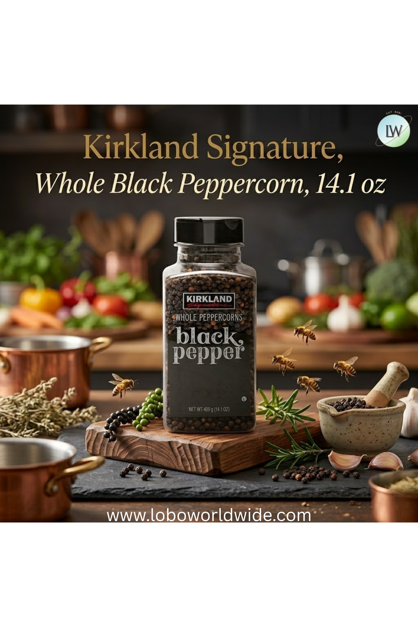 Kirkland Signature, Whole Black Peppercorn, 14.1 oz