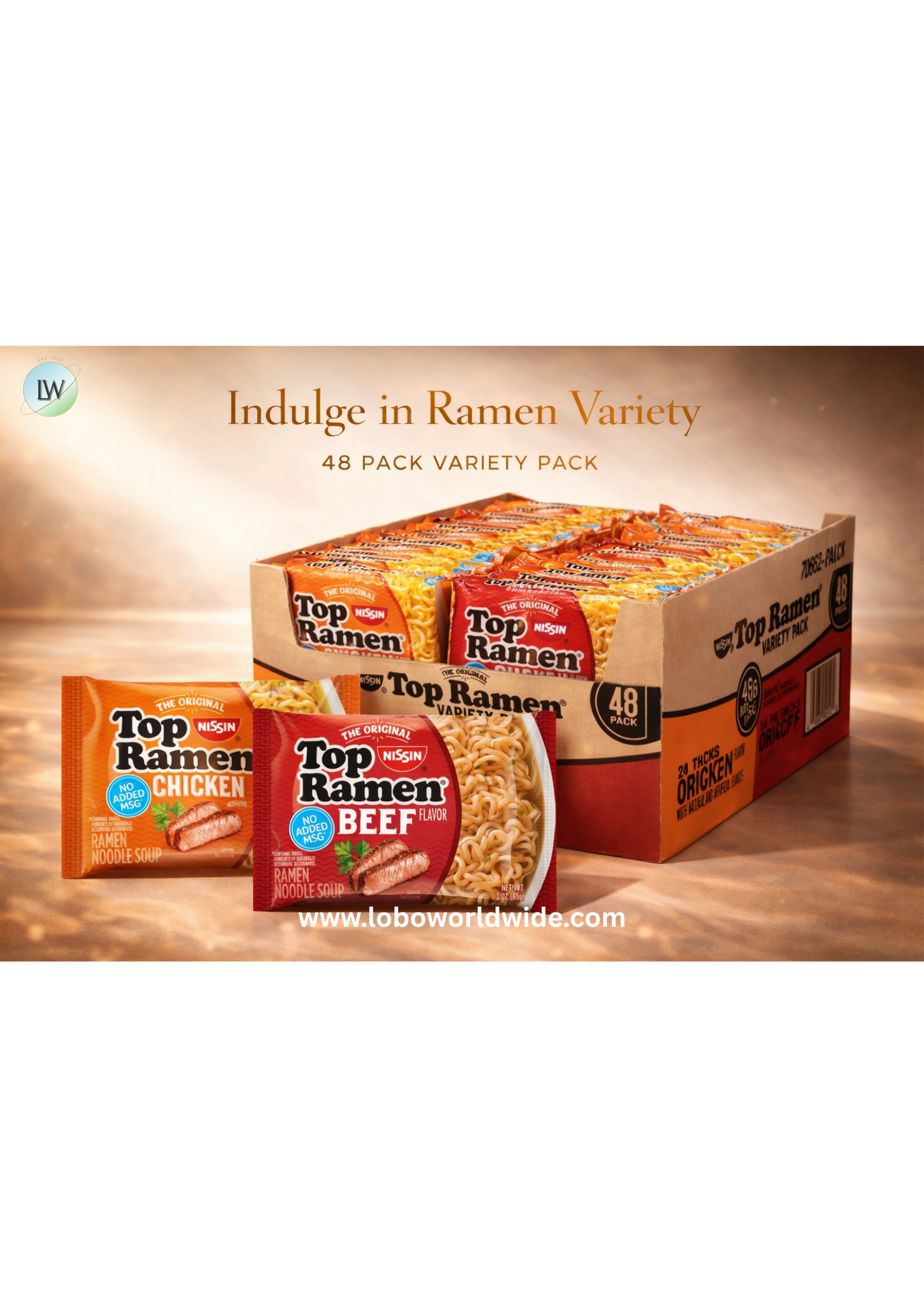 Nissin Top Ramen Noodle Soup, 3 Ounce (Pack of 48)