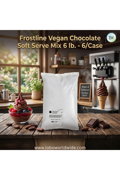 Frostline Vegan Chocolate Soft Serve Mix 6 lb. - 6/Case