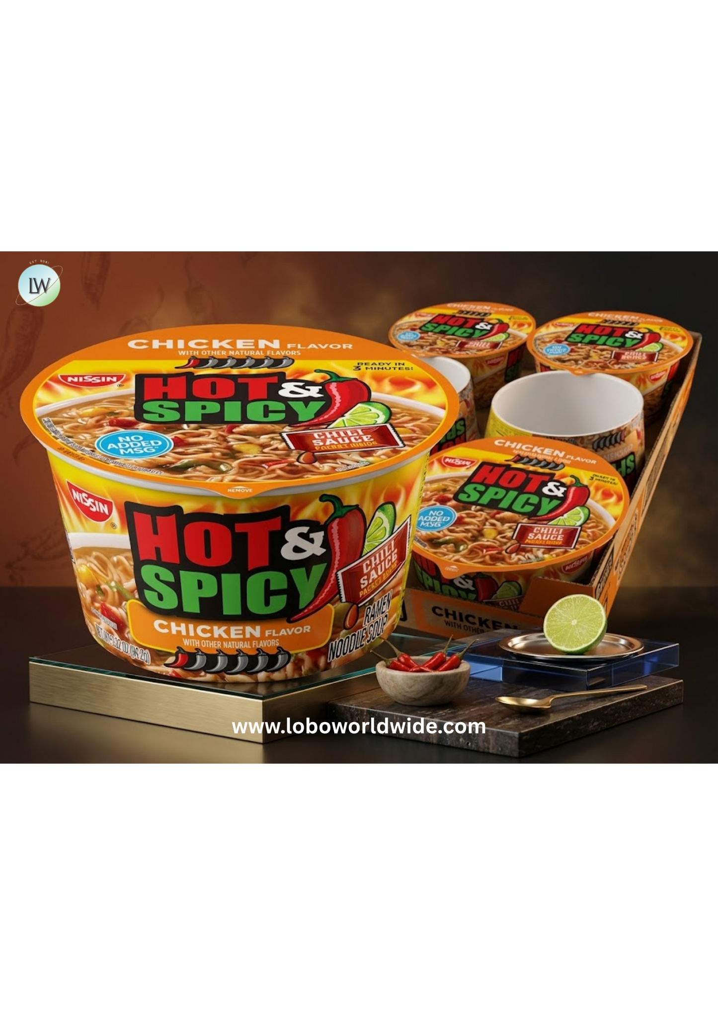 Nissin Hot & Spicy Ramen Noodle Soup, Chicken, 3.32 Ounce (Pack of 6)