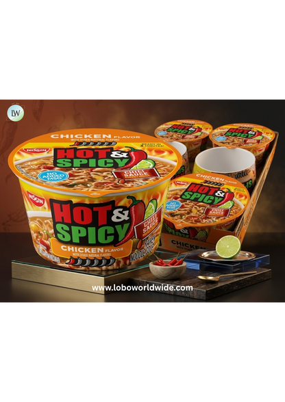 Nissin Hot & Spicy Ramen Noodle Soup, Chicken, 3.32 Ounce (Pack of 6)