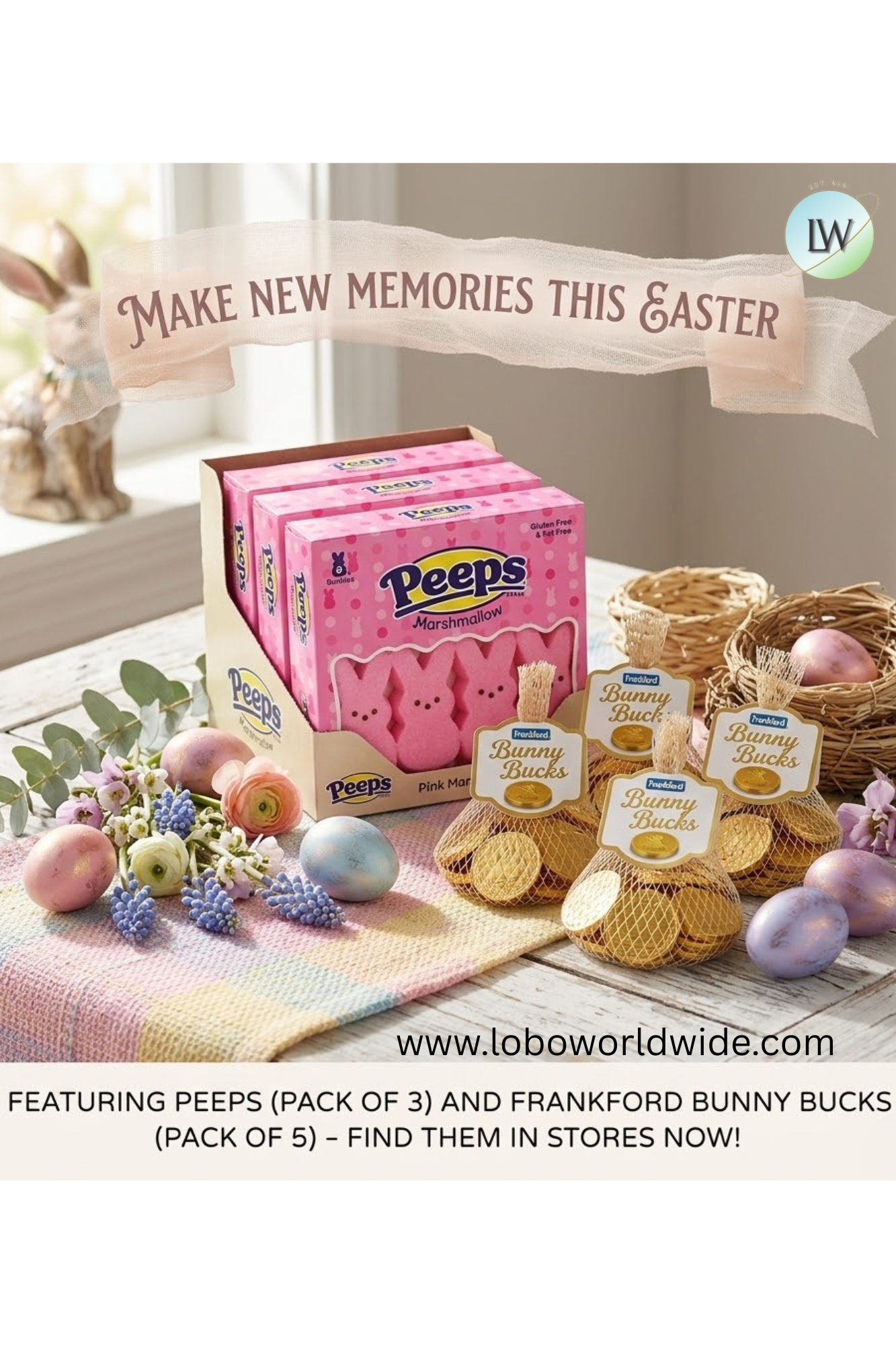 PEEPS, Pink Marshmallow Bunnies Easter Candy, 8 Count (3.0 Ounces) - pack of 3