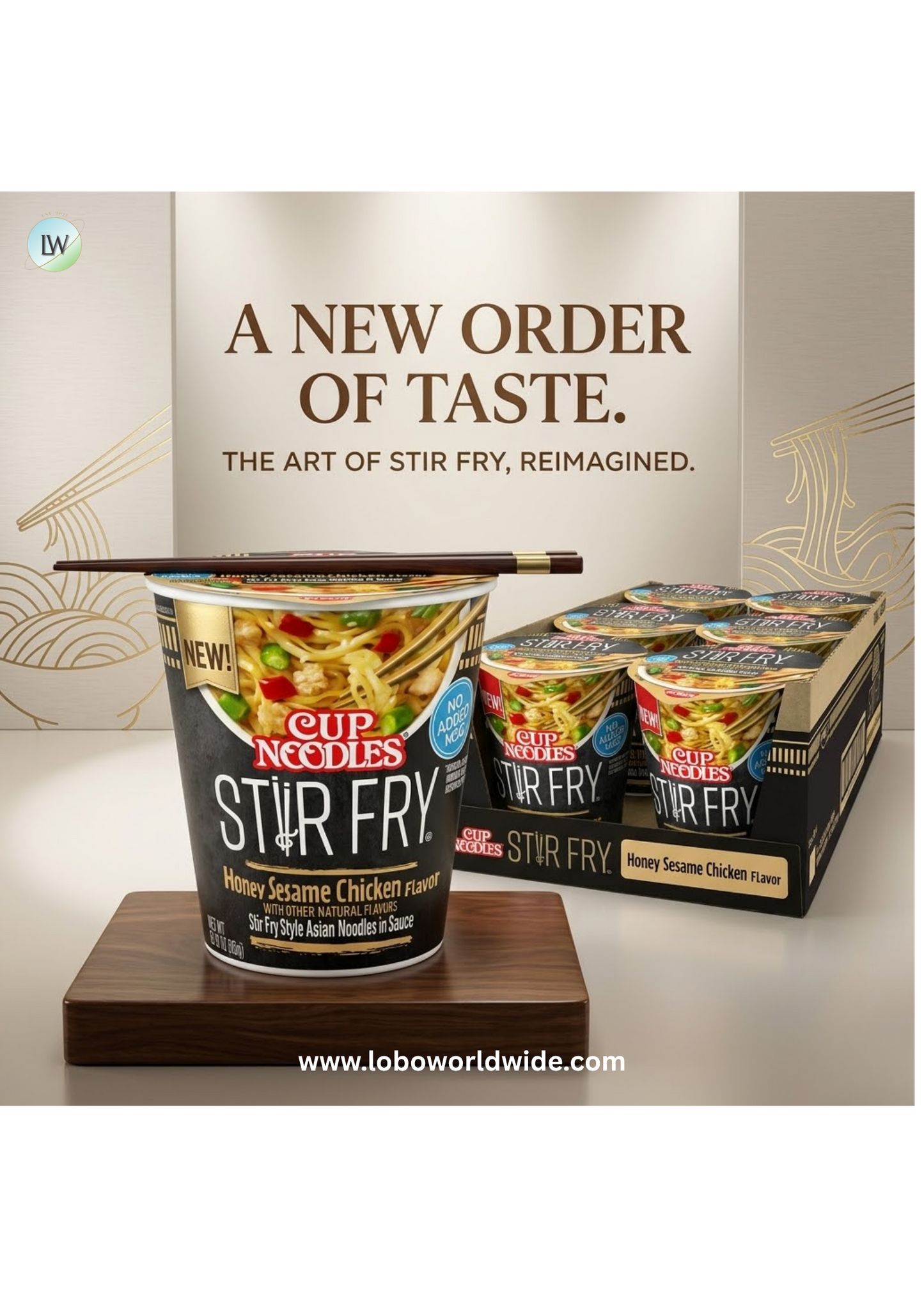 Nissin Cup Noodles Stir Fry Noodles in Sauce, Honey Sesame Chicken, 3.00 Ounce (Pack of 6)