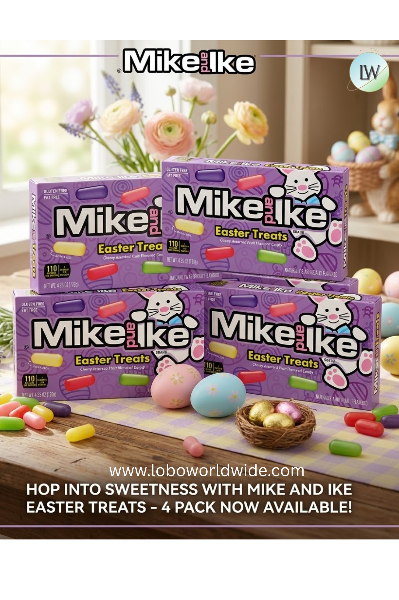 MIKE AND IKE Easter Treats Chewy Candy, Easter Candy, 4.25 oz Theater Box - pack of 4