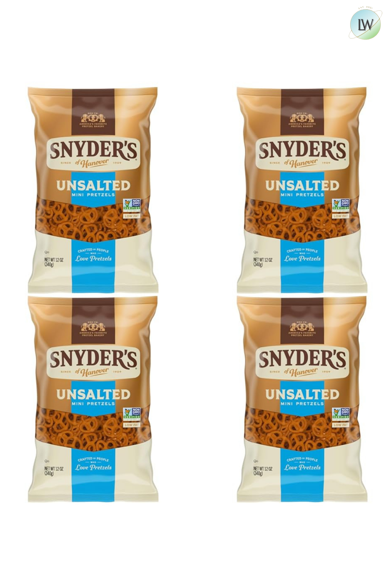 Snyder's of Hanover, Unsalted Mini Pretzels, 12 oz (Pack of 4)