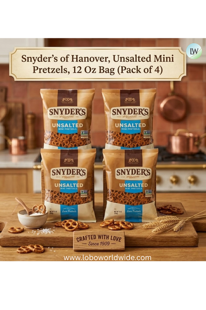 Snyder's of Hanover, Unsalted Mini Pretzels, 12 oz (Pack of 4)