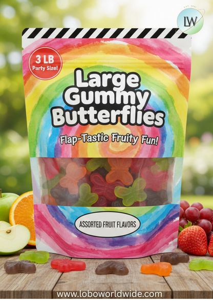 Large Gummy Butterflies including grape(Various Sizes)