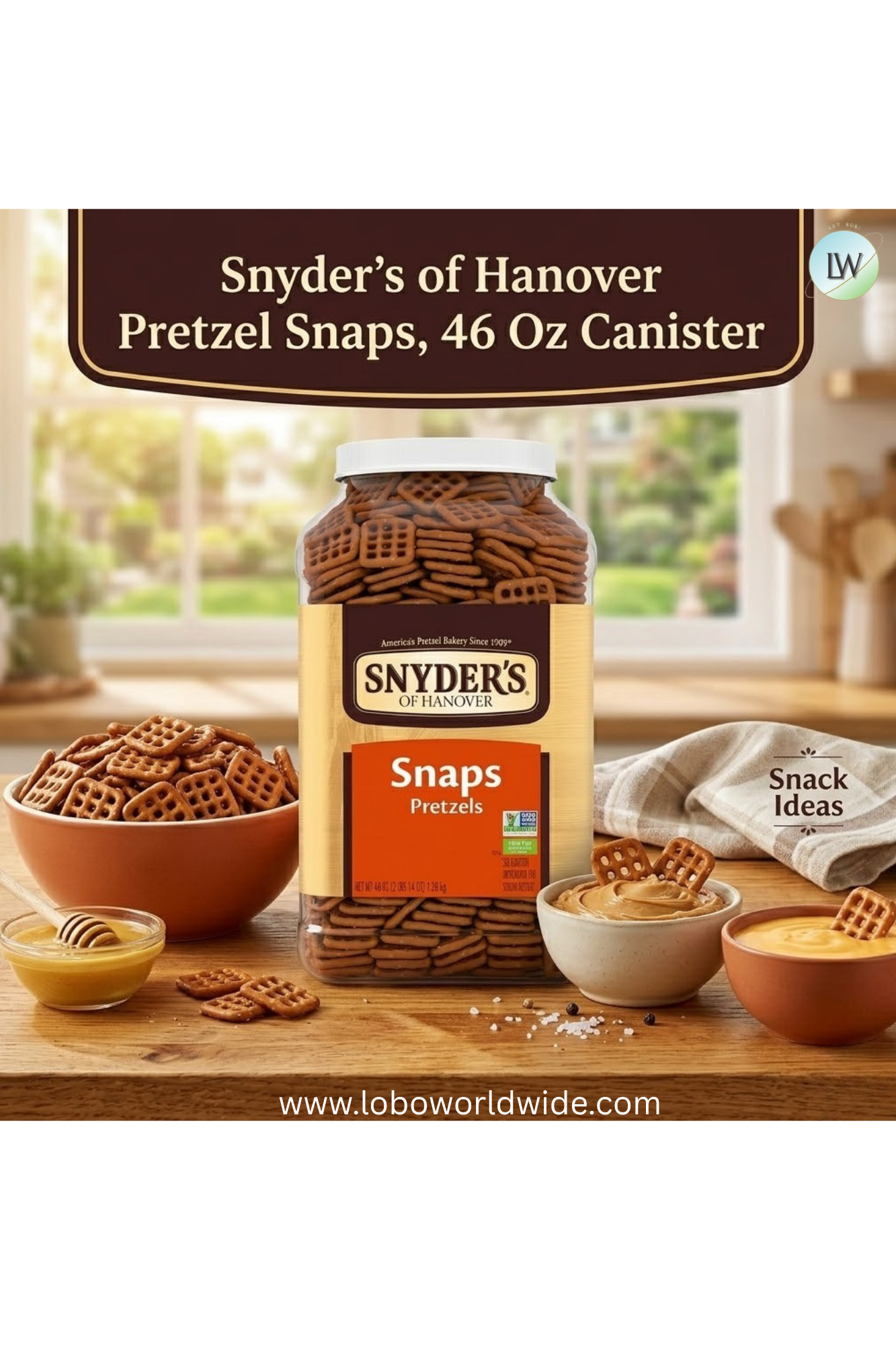Snyder's of Hanover Pretzel Snaps, 46 oz Canister