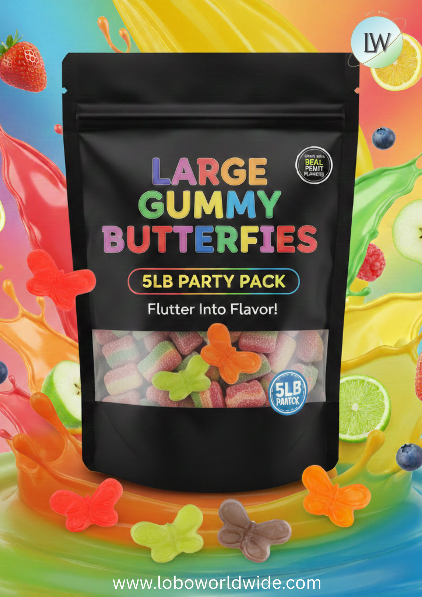 Large Gummy Butterflies including grape(Various Sizes)