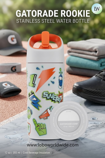 Gatorade Rookie Stainless Steel Water Bottle, 12oz(Various Colors)
