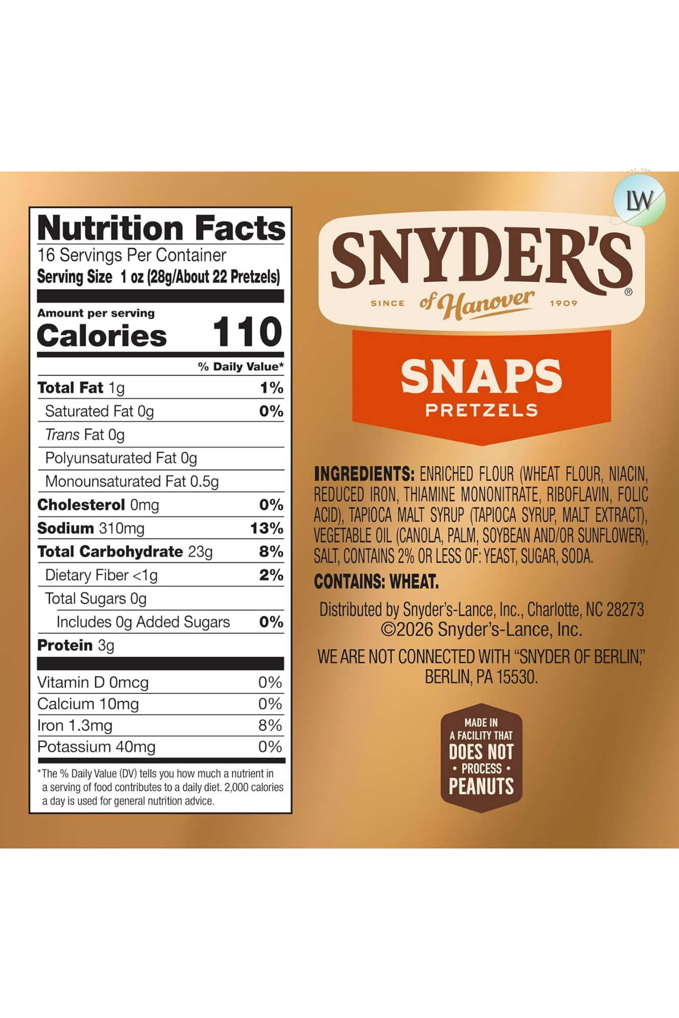 Snyder's of Hanover Old Tyme Pretzels, 16 oz.