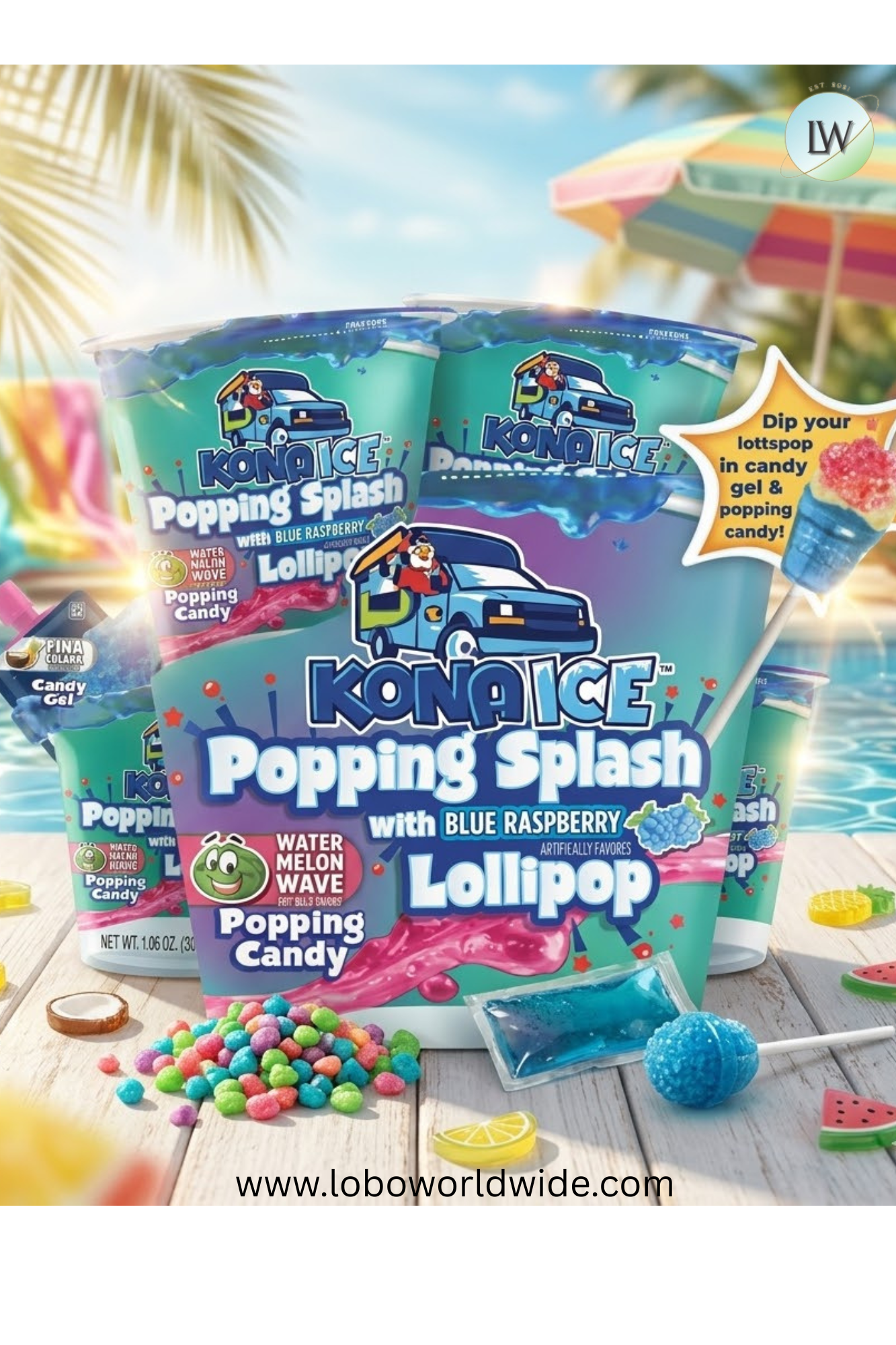 Kona Ice Popping Splash Gel Candy - pack of 5