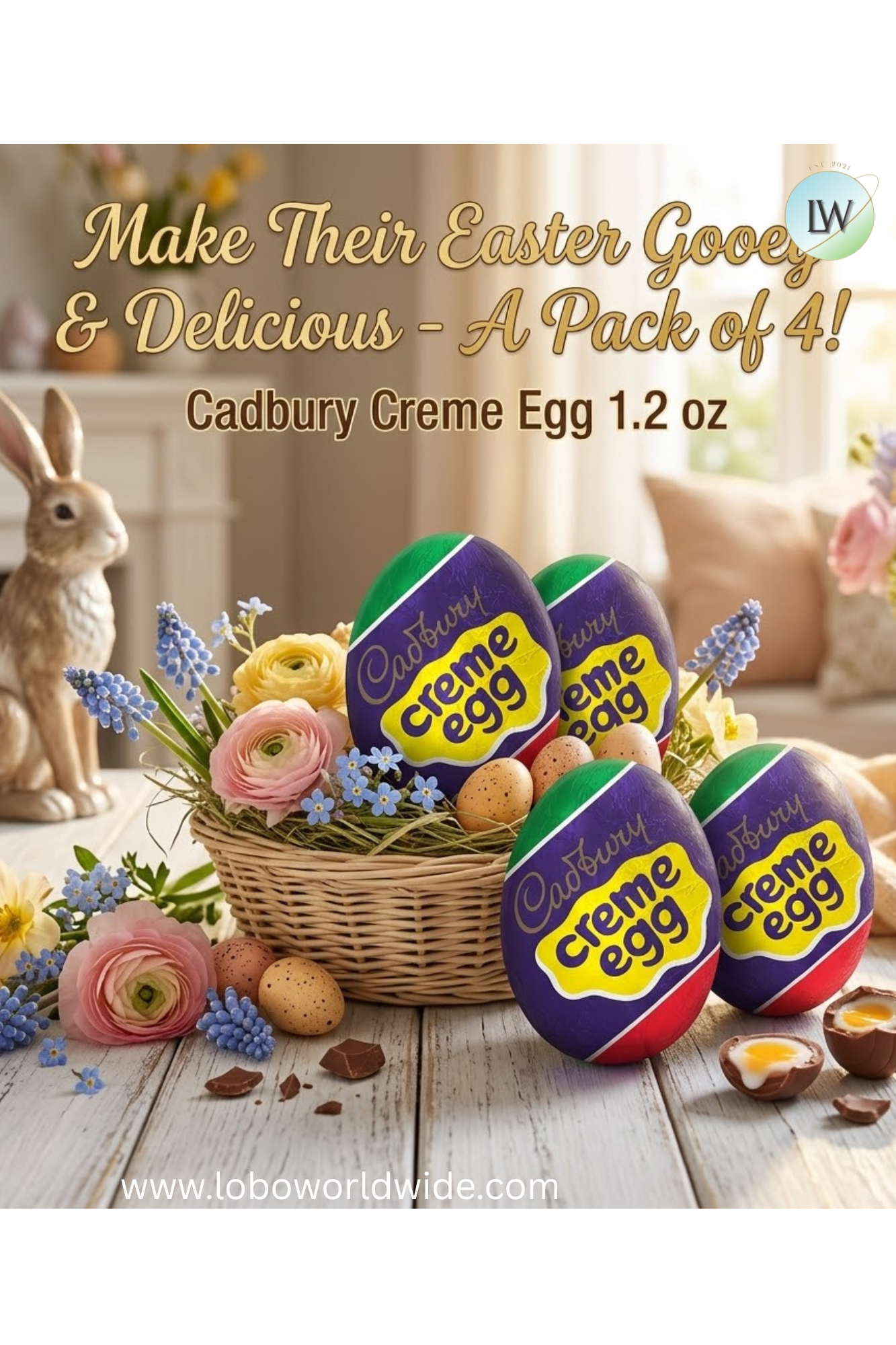 CADBURY CREME EGG Chocolate with Fondant, Easter Candy Egg, 1.2 oz - pack of 4