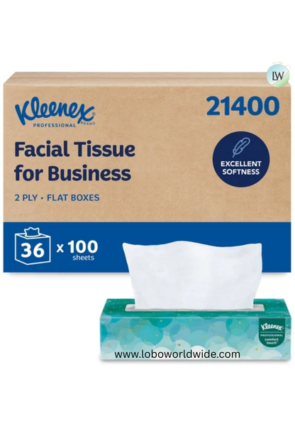 Kleenex Professional Facial Tissue, 2-Ply, 3,600 Tissues, 36 Flat Boxes