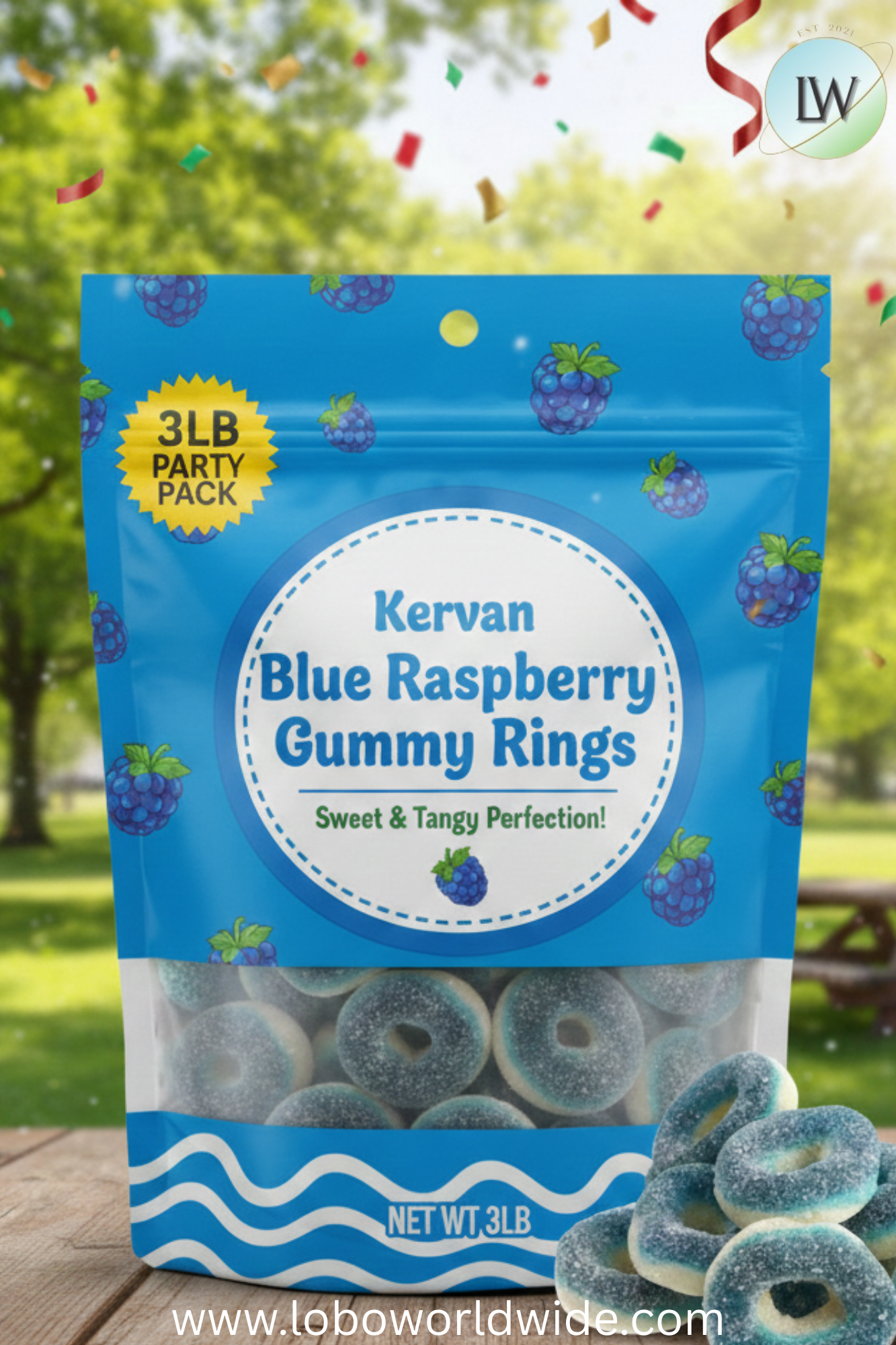 Blue Raspberry Gummy Rings (Various Sizes)