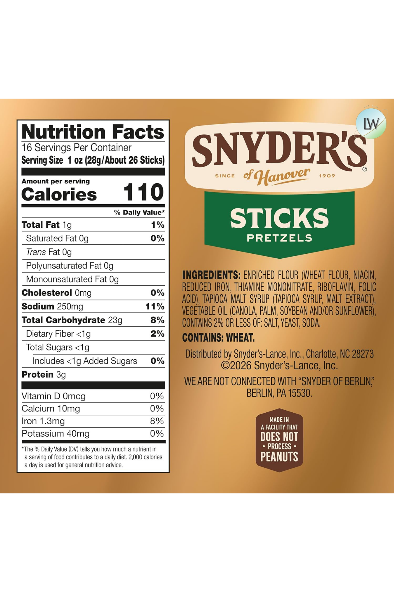 Snyder's of Hanover Old Tyme Pretzels, 16 oz.