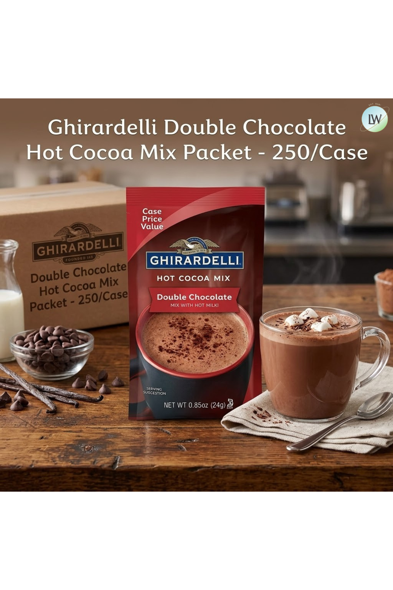 Ghirardelli Double Chocolate Hot Cocoa Mix Packet, 0.85oz