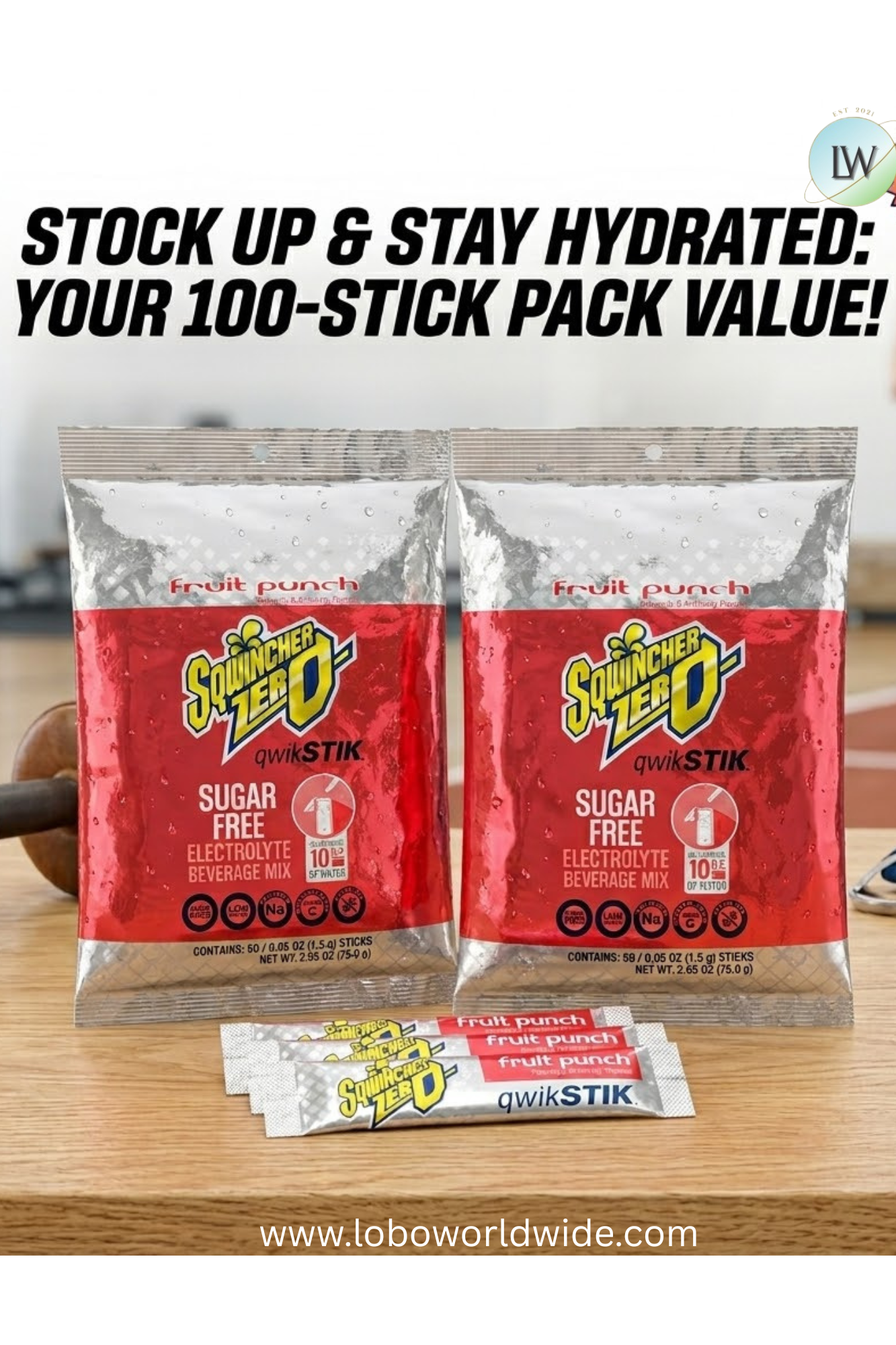 Sqwincher Quick Stiks, Sugar Free Drink Mix Powder, 10 oz Yield Per Unit,100PK(Various Flavours)