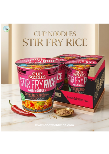 Nissin Cup Noodles Stir Fry Rice with Noodles, Spicy Beef Flavor, 2.68 Ounce (Pack of 6)