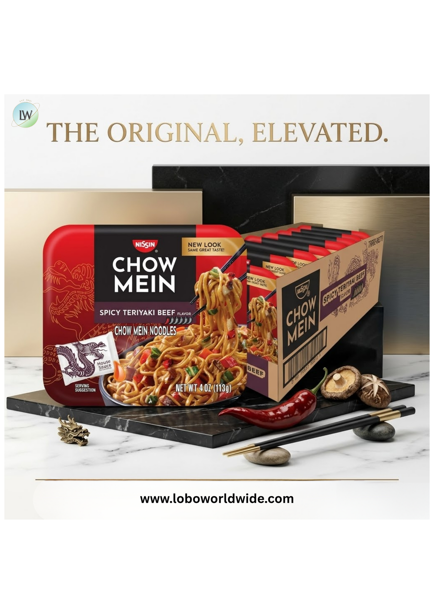Nissin Chow Mein Noodles, Spicy Teriyaki Beef, 10g Protein, 4 Ounce (Pack of 8)