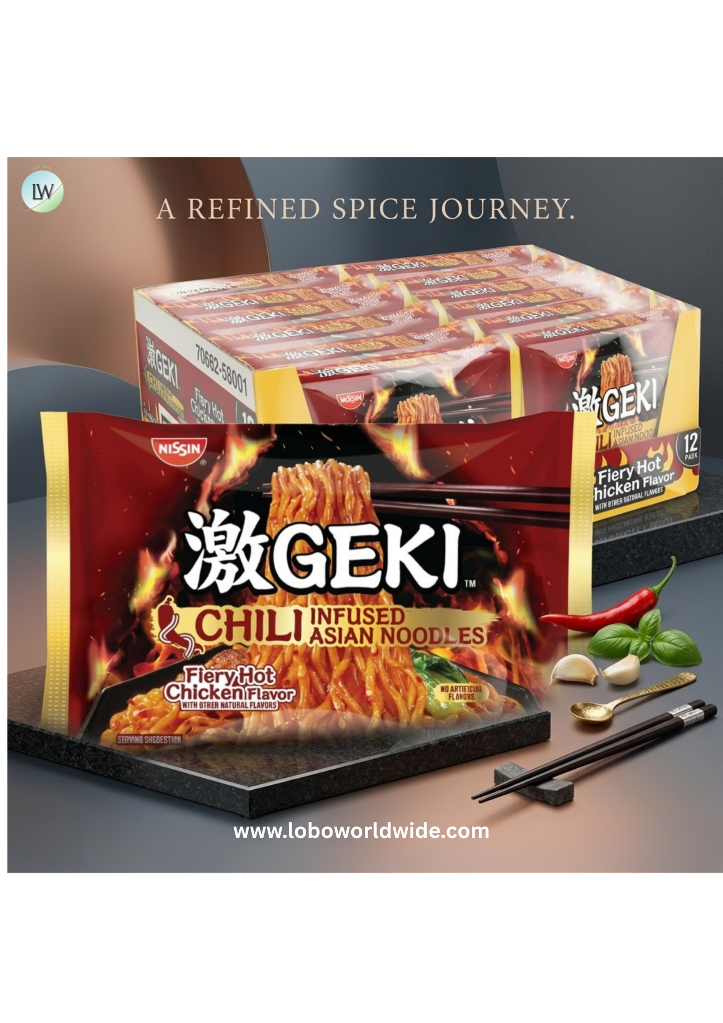 Nissin Geki Chili Infused Asian Noodles, Fiery Hot Chicken Flavor, 3.17 Ounce (Pack of 12)