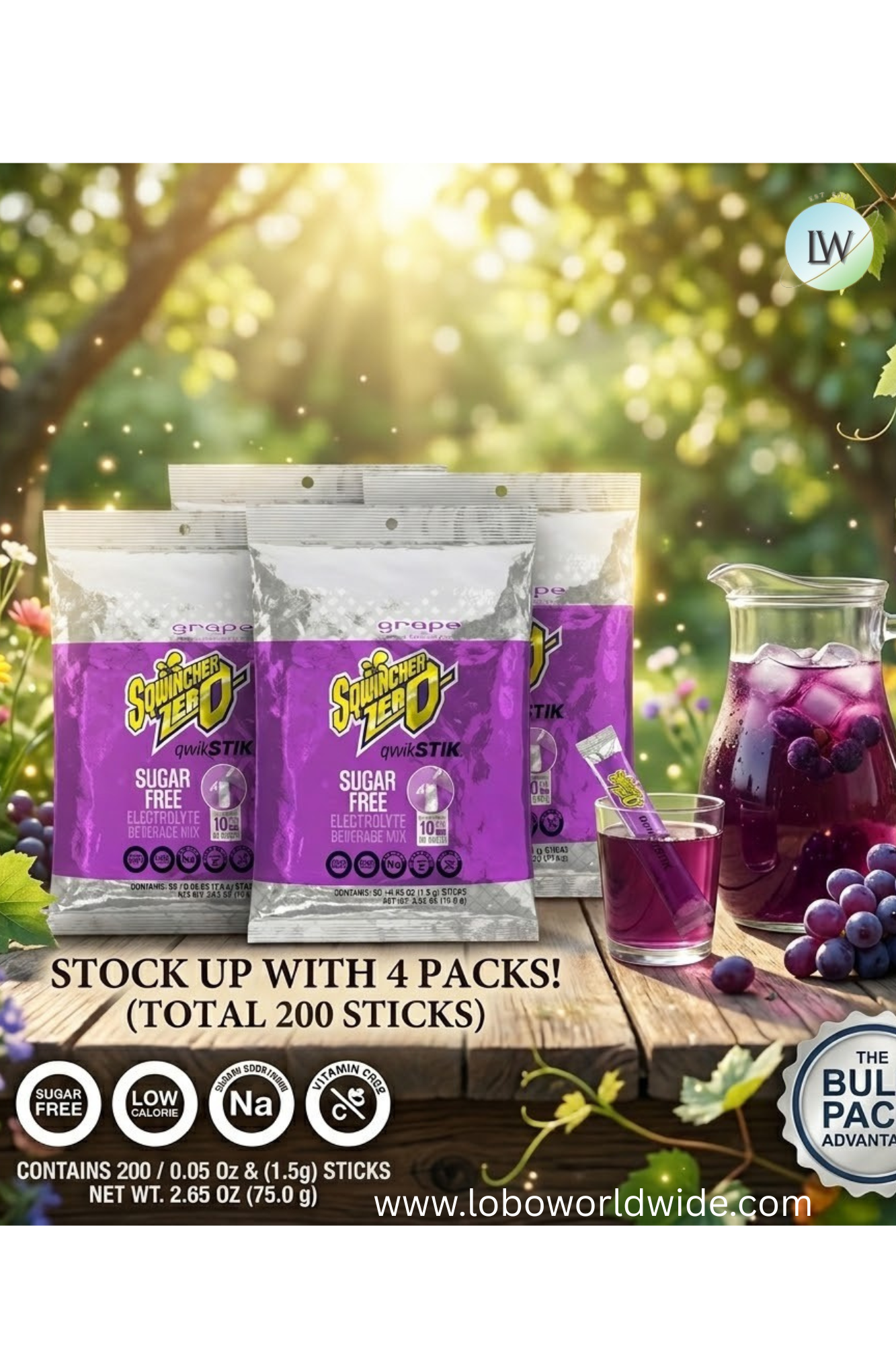 Sqwincher Quick Stiks, Sugar Free Drink Mix Powder, 10 oz Yield Per Unit,200PK(Various Flavours)