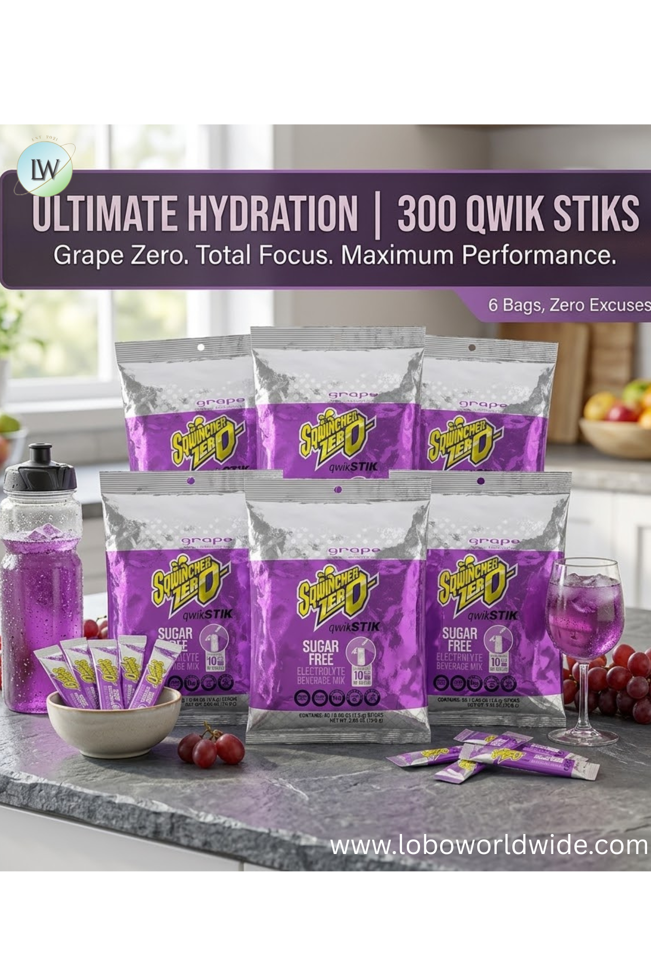 Sqwincher Qwik Stik ZERO Sugar, 0.06 oz, Pack, Yields 10 oz- 300 STICKS(Various Flavours)