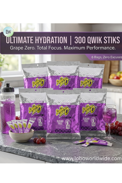 Sqwincher Qwik Stik ZERO Sugar, 0.06 oz, Pack, Yields 10 oz- 300 STICKS(Various Flavours)