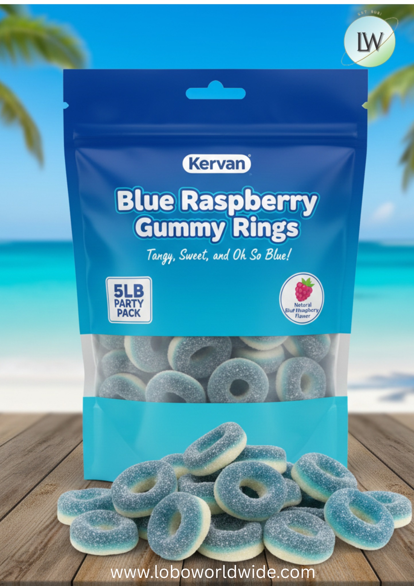 Blue Raspberry Gummy Rings - Kervan (Various Sizes)