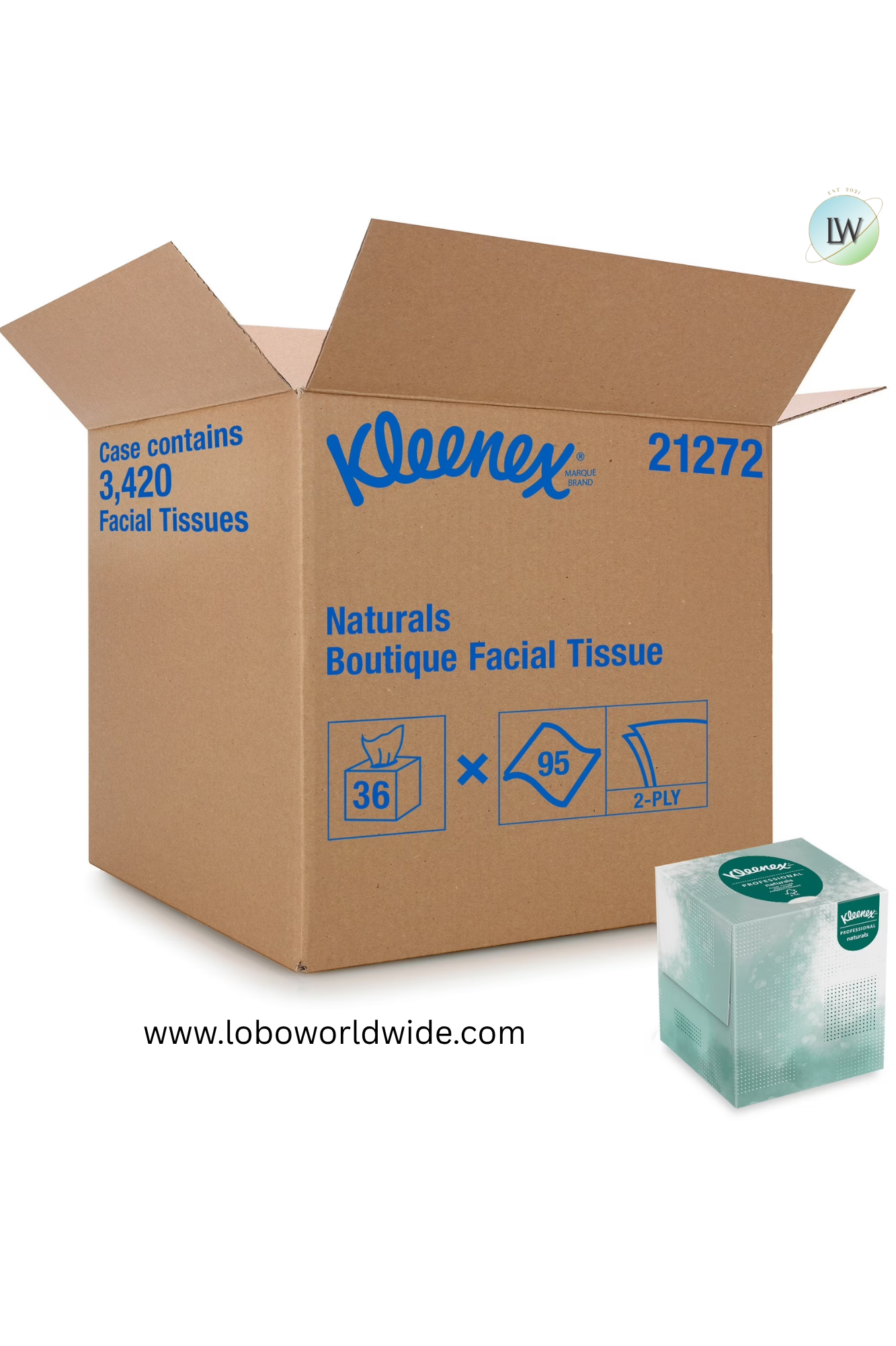 Kleenex Naturals Facial Tissues, 3420 Tissues, 36 Boxes