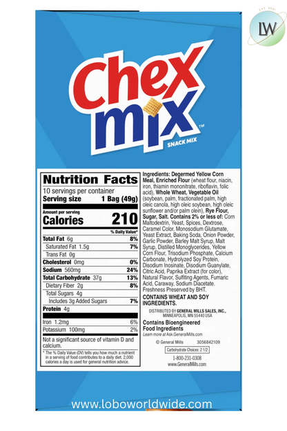 Chex Mix Traditional Original Recipe Snack Mix, 1.75 oz (Pack of 10)
