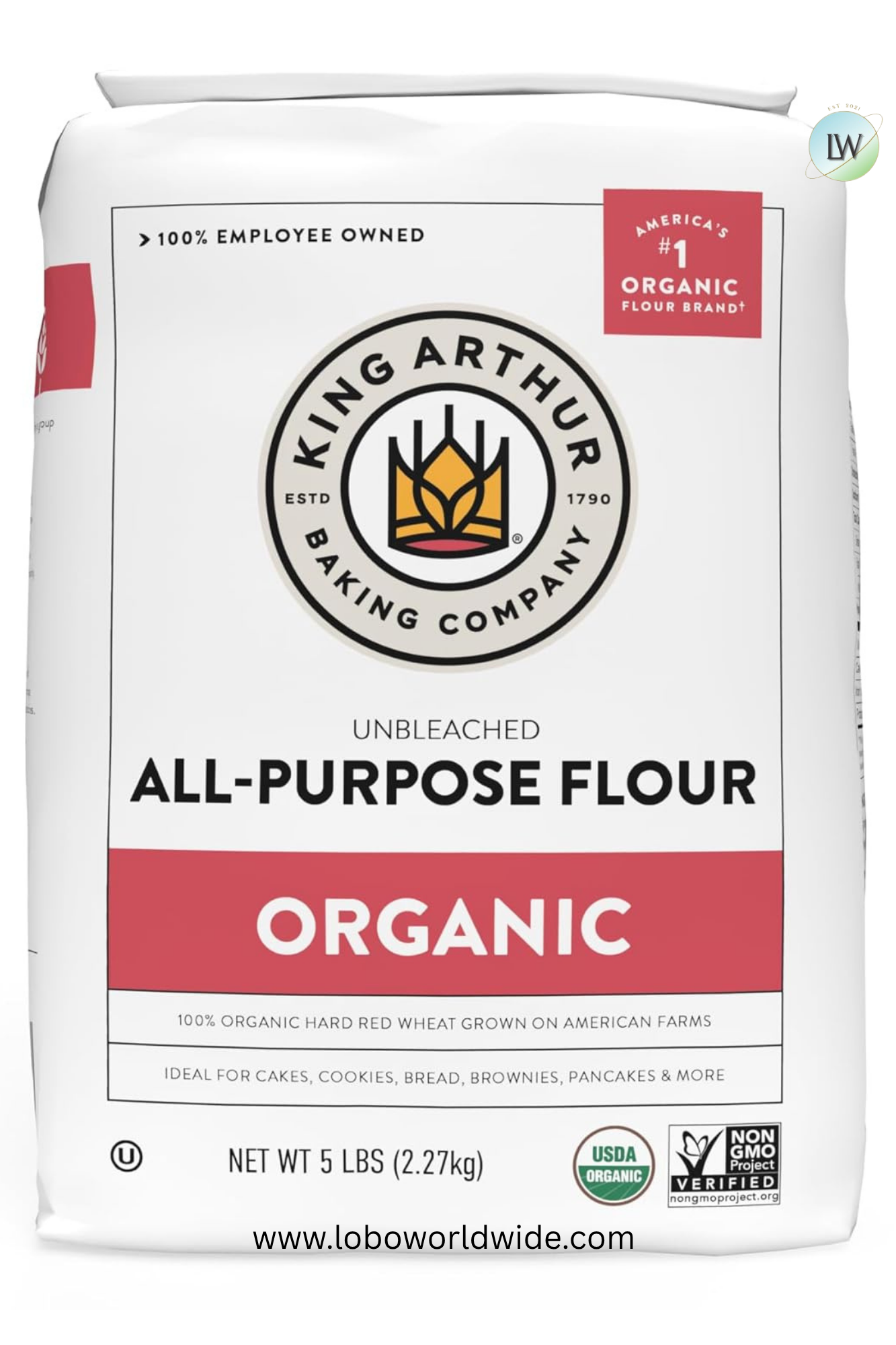 King Arthur, Organic Unbleached All-Purpose Artisan Flour, 5 lbs, 1 Pack