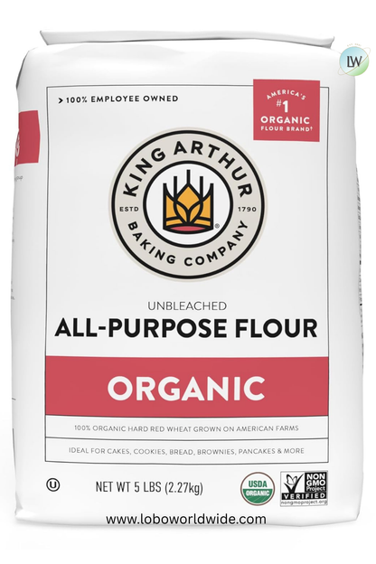 King Arthur, Organic Unbleached All-Purpose Artisan Flour, 5 lbs, 1 Pack