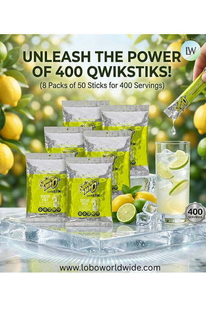 Sqwincher Quick Stiks, Sugar Free Drink Mix Powder, 10 oz Yield Per Unit,400PK(Various Flavours)