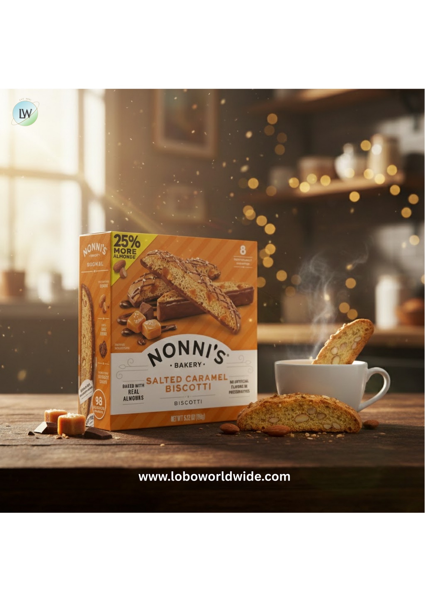 Nonni's Salted Caramel Biscotti, Milk Chocolate & Caramel Cookie, 6.72 oz., 8 Count, Ready to Eat