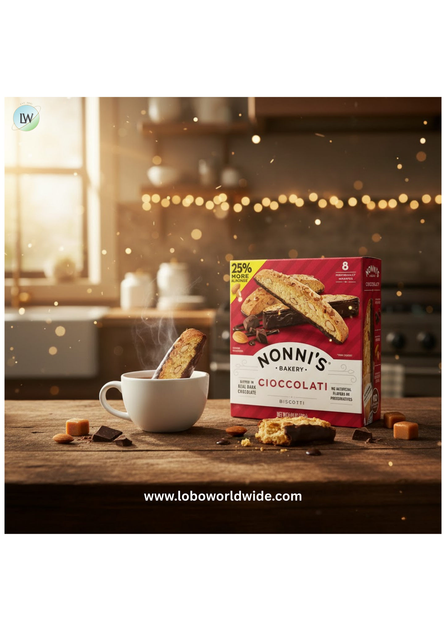 Nonni's, Cioccolati Biscotti, Dark Chocolate Almond Cookie, 6.8 oz (195g), 8 Count, Ready to Eat